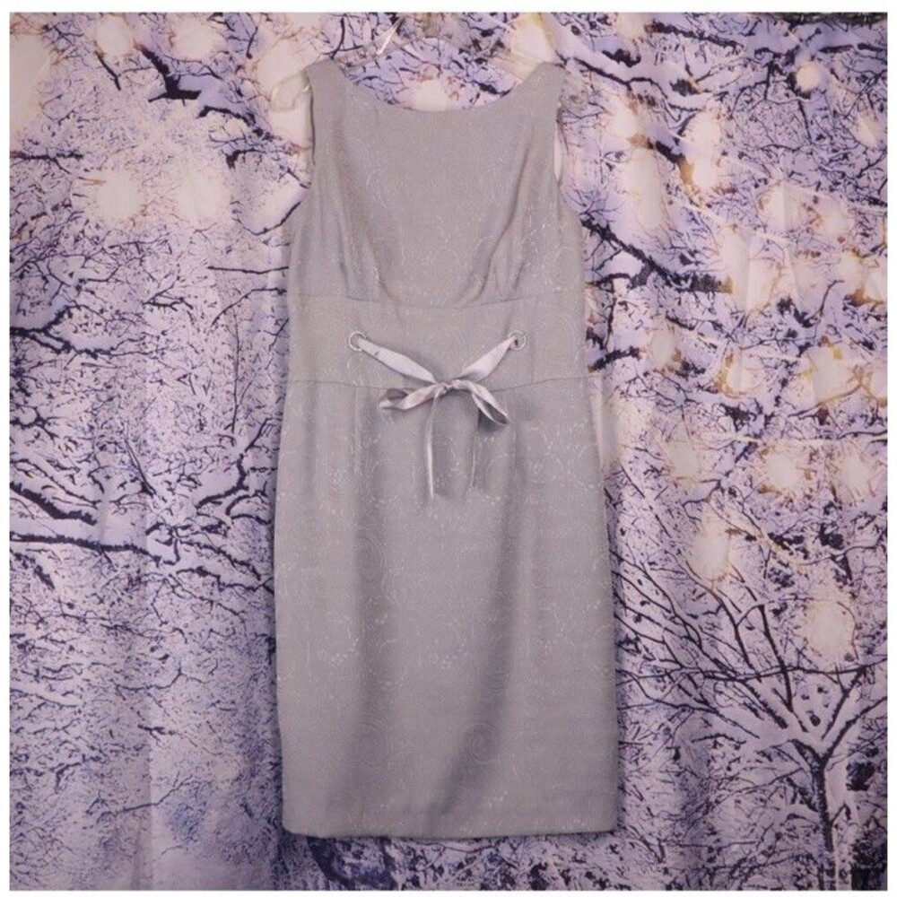 Jade Navy blue paisley brocade tie lined party cocktail dress Women’s size 8